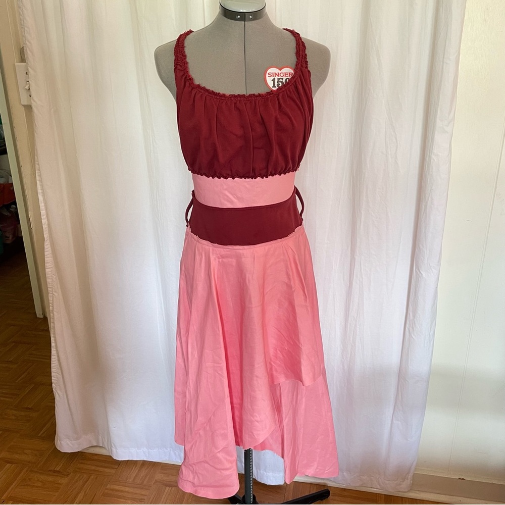 JW Anderson Red & Bubble Gum Pink Asymmetric MIDI Dress w/tags, size 4